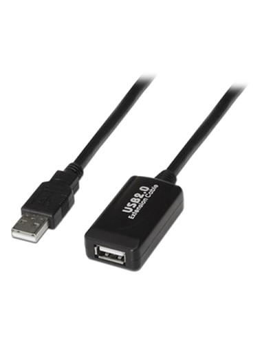 EXTENSOR USB 2.0 - LONGITUD 5,0 M - CONECTORES USB A M/H - ACTIVO - COLOR NEGRO - TRASFERENCIA HASTA 480 MBPS