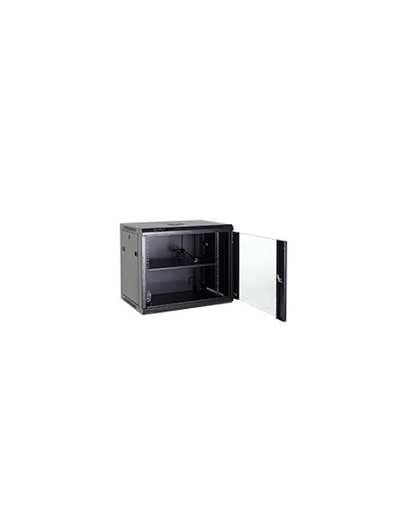 ARMARIO RACK PARA PARED - HASTA 9U RACK DE 19&QUOT; - HASTA 100 KG DE CARGA - CON VENTILACIÓN Y PASACABLES - VENTILADOR, BANDEJA