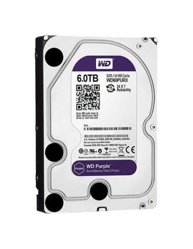 DISCO DURO WESTERN DIGITAL - CAPACIDAD 6 TB - INTERFAZ SATA 6 GB/S - MODELO WD60PURX - ESPECIAL PARA VIDEOGRABADORES - SUELTO O