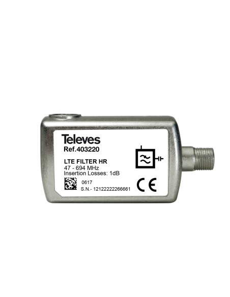 FILTRO LTE/5G HR (HIGH REJECTION) 47...694MHZ (C.48), CONECTOR ''F'' TELEVES 403220
