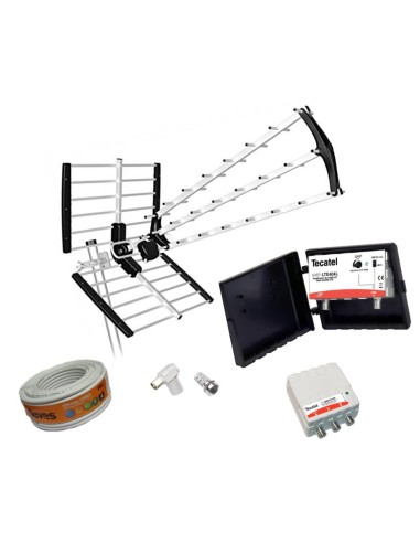 KIT ANTENA TECATEL BKM-18 5G+CABLE 20MT+ AMPLIFICADOR +ACCESORIOS