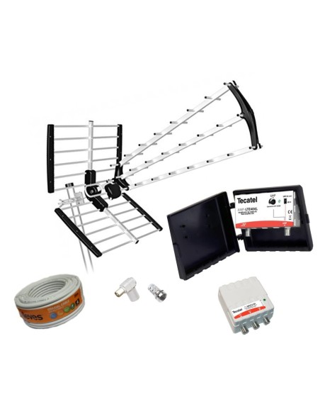 KIT ANTENA TECATEL BKM-18 5G+CABLE 20MT+ AMPLIFICADOR +ACCESORIOS