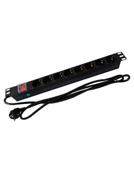 REGLETA - FORMATO ENRACKABLE 1U - 6 SALIDAS HASTA 250VAC / 16 A MAX. - INTERRUPTOR DE ENCENDIDO/APAGADO - BOTÓN DE REINICIO PARA