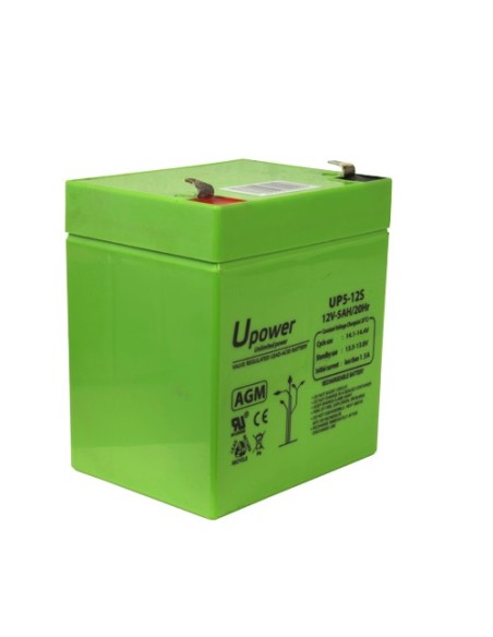 UPOWER - BATERÍA RECARGABLE - TECNOLOGÍA PLOMO ÁCIDO AGM - VOLTAJE 12 V - CAPACIDAD 5.0 AH - 107 X 90 X 70 MM / 1650 G - PARA RE