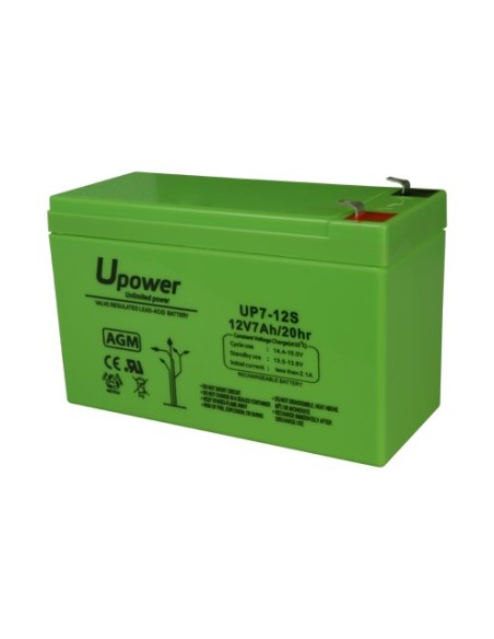 UPOWER - BATERÍA RECARGABLE - TECNOLOGÍA PLOMO ÁCIDO AGM - VOLTAJE 12 V - CAPACIDAD 7.0 AH - 93.5 X 151 X 65 MM / 2180 G - PARA