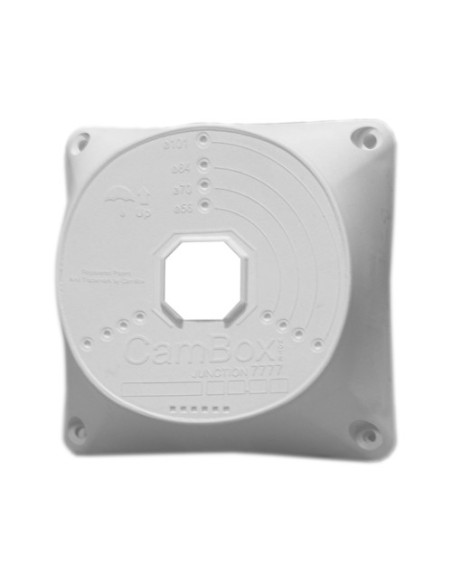 CAJA DE CONEXIONES  - PARA CÁMARAS DOMO - APTO PARA USO EXTERIOR - INSTALACIÓN EN TECHO O PARED - FABRICADO EN PLÁSTICO - COLOR