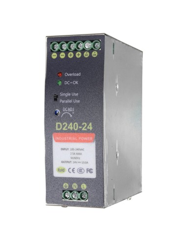 FUENTE DE ALIMENTACIÓN CONMUTADA - SALIDA DC 24 V 10 A / 240 W - 2 SALIDAS - VOLTAJE ENTRADA 90 V ~ 264 V - 100 (FO) X 94 (AL) X