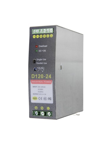 FUENTE DE ALIMENTACIÓN CONMUTADA - SALIDA DC 24 V 5 A / 120 W - 2 SALIDAS - VOLTAJE ENTRADA 100 V ~ 240 V - 123.5 (AL) X 41 (AN)