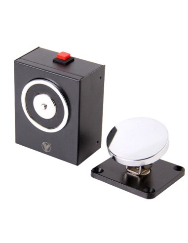 SUPPORT ÉLECTROMAGNÉTIQUE - POUR PORTE SIMPLE - FORCE DE RETENUE 50 KG - BOUTON À COMMANDE MANUELLE - ALIMENTATION À 24V DC - M
