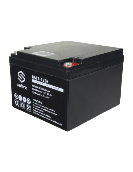 BATERÍA RECARGABLE - TECNOLOGÍA PLOMO ÁCIDO AGM - VOLTAJE 12 V - CAPACIDAD 26 AH - 182 X 166 X 126 MM / 8400 G - PARA RESPALDO O