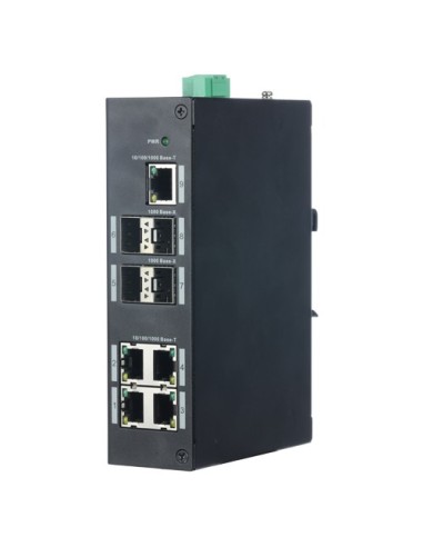 SWITCH X-SECURITY - 5 PUERTOS RJ-45 - 4 PUERTOS SFP GIGABIT - VELOCIDAD 10/100/1000 MBPS - SOPORTA DOBLE ALIMENTACIÓN - MONTAJE