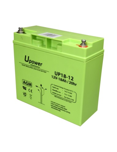 UPOWER - BATERÍA RECARGABLE - TECNOLOGÍA PLOMO ÁCIDO AGM - VOLTAJE 12 V - CAPACIDAD 18.0 AH - 167.5 X 181.5 X 77 / 5700 G - PARA