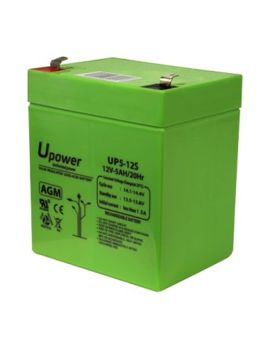 UPOWER - BATERÍA RECARGABLE - TECNOLOGÍA PLOMO ÁCIDO AGM - VOLTAJE 12 V - CAPACIDAD 5.0 AH - 107 X 90 X 70 MM / 1650 G - PARA RE