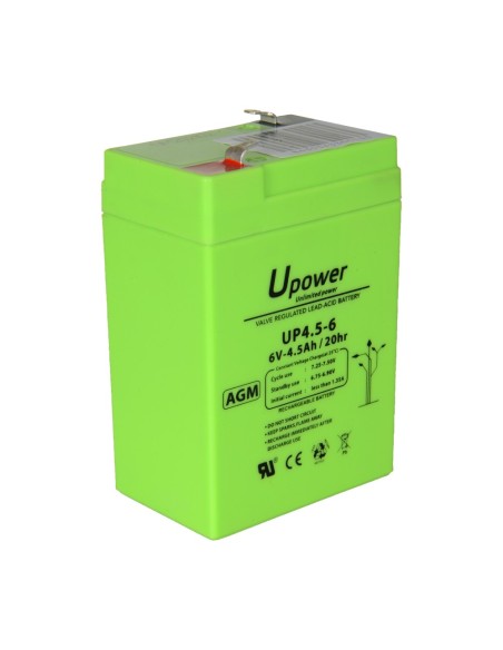 UPOWER - BATERÍA RECARGABLE - TECNOLOGÍA PLOMO ÁCIDO AGM - VOLTAJE 6 V - CAPACIDAD 4.5 AH - 106 X 70 X 47 / 810 G - PARA RESPALD