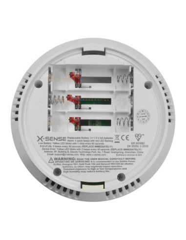 DETECTOR DE CO AUTÓNOMO X-SENSE - BATERÍA REEMPLAZABLE - INDICADOR LUMINOSO DE ALARMA - ALARMA SONORA 85 DB A 3M - BOTÓN DE TEST
