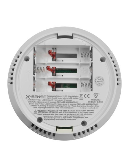 DETECTOR DE CO AUTÓNOMO X-SENSE - BATERÍA REEMPLAZABLE - INDICADOR LUMINOSO DE ALARMA - ALARMA SONORA 85 DB A 3M - BOTÓN DE TEST