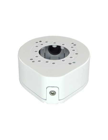 CAJA DE CONEXIONES - PARA CÁMARAS DOMO - APTO PARA USO EN EXTERIOR - INSTALACIÓN EN TECHO O PARED - PASADOR DE CABLES - COLOR BL