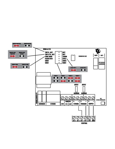 SIRENA PARA EXTERIOR CABLEADA - CERTIFICADO DE GRADO 3 - PRESIÓN SONORA MÁXIMA 112 DBA - FLASH DE 2 BARRAS DE LEDS SEÑALIZACIÓN