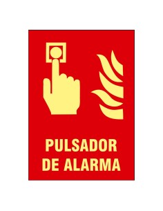 CARTEL DE SEÑALIZACIÓN - EQUIPOS DE PROTECCIÓN CONTRA INCENDIOS - PULSADOR DE ALARMA - COLORES FOTOLUMINISCENTES - CATEGORÍA B -