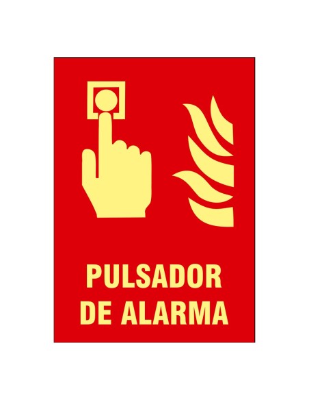 CARTEL DE SEÑALIZACIÓN - EQUIPOS DE PROTECCIÓN CONTRA INCENDIOS - PULSADOR DE ALARMA - COLORES FOTOLUMINISCENTES - CATEGORÍA B -
