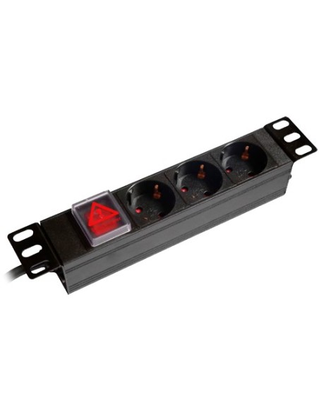 REGLETA - DISEÑADA PARA RACKS ESTANDARIZADOS DE 10&QUOT; - FORMATO ENRACKABLE 1U - 3 SALIDAS HASTA 250VAC / 16 A MAX. - INTERRUP