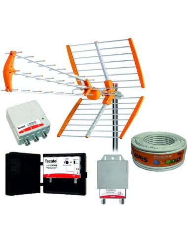 2QTY Kit Antena TV TECATEL + Amplificado