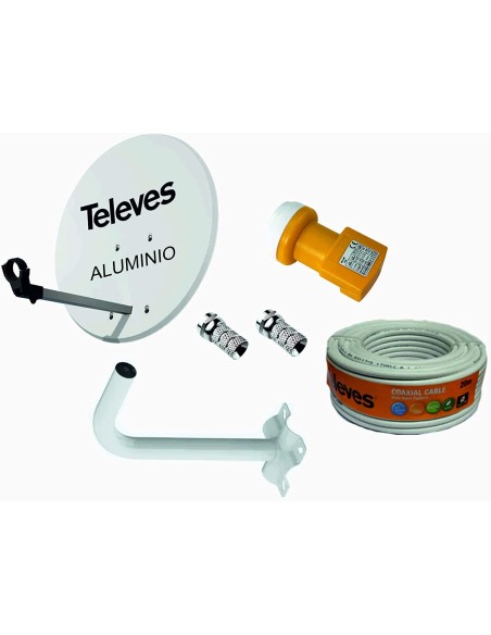 KIT ANTENA PARABOLICA 60CM+ CABLE 20MT +