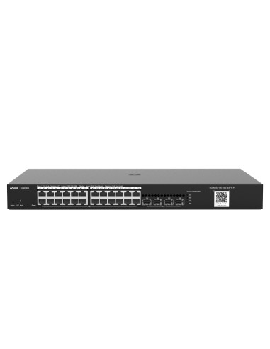 REYEE SWITCH POE CLOUD CAPA 2 - 24 PUERTOS POE GIGABIT+ 4 SFP GIGABIT - 30W POR PUERTO 802.3AF/AT  / MÁXIMO 370W - STATIC LAG/DH