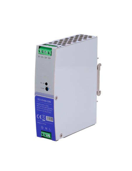 FUENTE DE ALIMENTACIÓN CONMUTADA - SALIDA DC 12 V 6.3 A / 75 W - VOLTAJE ENTRADA AC100V-240V /50HZ-60HZ - 103 (FO) X 125 (AL) X