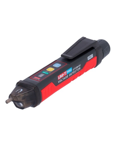 DETECTOR DE VOLTAJE AC SIN CONTACTO - MODO DE ALTO Y BAJO VOLTAJE HASTA 1000 V - AVISO AUDIBLE Y LED VISIBLE - APAGADO AUTOMÁTIC