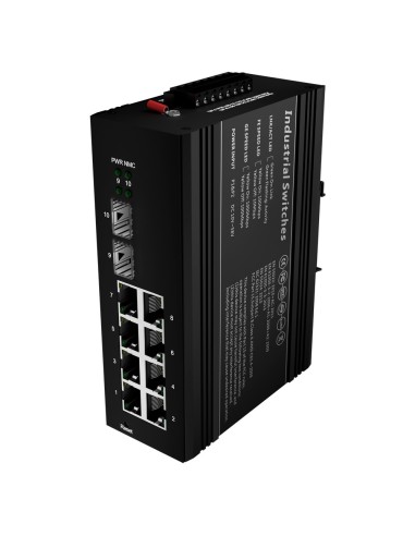 SWITCH POE  - MONTAJE EN CARRIL DIN - 8 PUERTOS GIGABIT + 2 SFP GIGABIT - 90W PUERTOS 1 Y 2 / 30W PUERTO 3-8 / MÁXIMO 240W - IEE