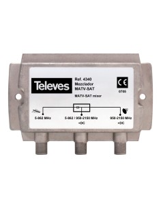 MEZCLADOR DE SEÑAL TERRESTRE Y SATELITE 2 ENTRADAS: MATV-FI TELEVES 4340