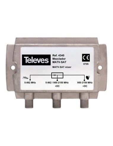 MEZCLADOR DE SEÑAL TERRESTRE Y SATÉLITE 2 ENTRADAS: MATV-FI TELEVES 4340