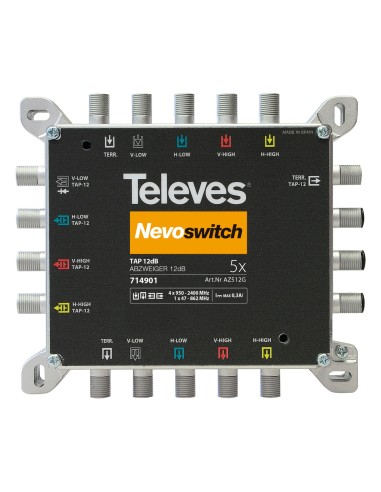 DERIVADOR ANTENA TV NEVOSWITCH 5 ENTRADAS 12dB TELEVES 714901