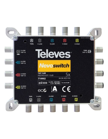 DERIVADOR ANTENA TV NEVOSWITCH 5 ENTRADAS 15dB TELEVES 714902