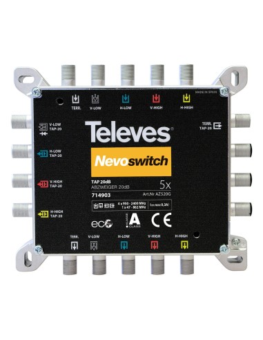 DERIVADOR ANTENA TV NEVOSWITCH 5 ENTRADAS 20dB TELEVES 714903