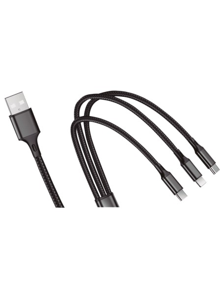 CABLE USB MACHO A MULTICARGA (MICRO USB MACHO, TIPO C, IPHONE)