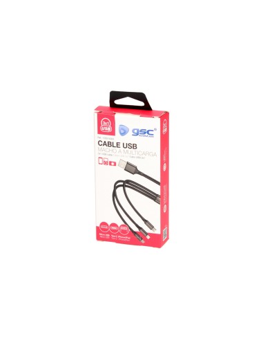 CABLE USB MACHO A MULTICARGA (MICRO USB MACHO, TIPO C, IPHONE)