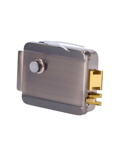 CERRADURA DE SUPERFICIE ELECTROMECÁNICA - MODO APERTURA FAIL SAFE (NC) - LED DE ESTADO - AUTOCIERRE PROGRAMABLE - APERTURA A IZQ