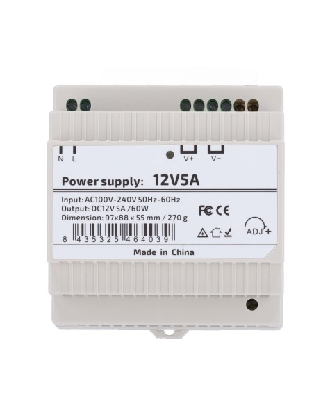 FUENTE DE ALIMENTACIÓN  - SALIDA DC 12 V 5 A / 60 W - VOLTAJE ENTRADA AC 100V ~ 240V 50HZ-60HZ -  97 (FO) X 55 (AL) X 88 (AN) MM