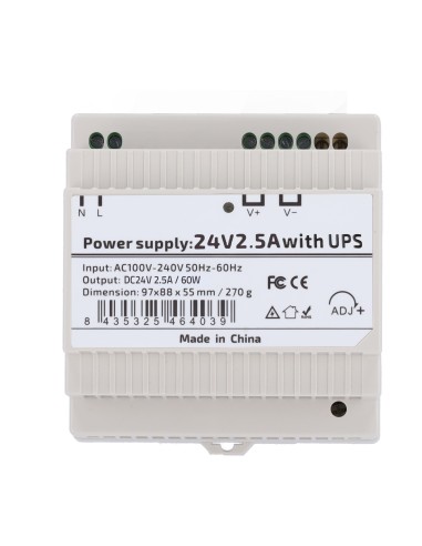 FUENTE DE ALIMENTACIÓN  - SALIDA DC 24 V 2.5 A / 60 W - VOLTAJE ENTRADA AC 100V ~ 240V 50HZ-60HZ -  97 (FO) X 55 (AL) X 88 (AN)