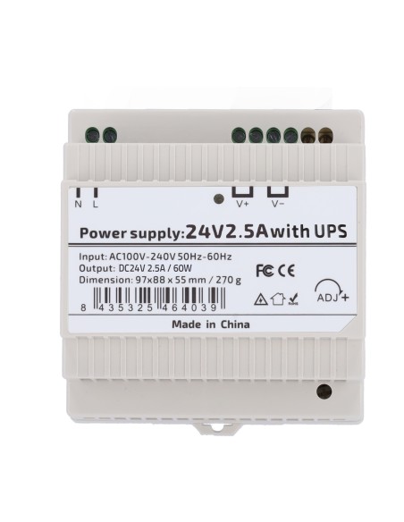 FUENTE DE ALIMENTACIÓN  - SALIDA DC 24 V 2.5 A / 60 W - VOLTAJE ENTRADA AC 100V ~ 240V 50HZ-60HZ -  97 (FO) X 55 (AL) X 88 (AN)