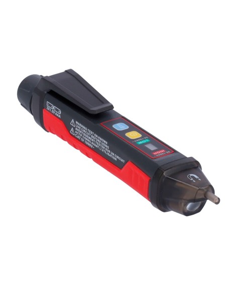 DETECTOR DE VOLTAJE AC SIN CONTACTO - MODO DE ALTO Y BAJO VOLTAJE HASTA 1000 V - AVISO AUDIBLE Y LED VISIBLE - APAGADO AUTOMÁTIC