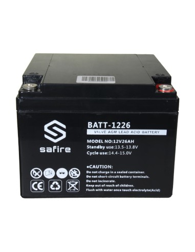 BATERÍA RECARGABLE - TECNOLOGÍA PLOMO ÁCIDO AGM - VOLTAJE 12 V - CAPACIDAD 26 AH - 182 X 166 X 126 MM / 8400 G - PARA RESPALDO O