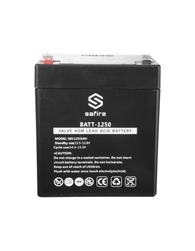 BATERÍA RECARGABLE - TECNOLOGÍA PLOMO ÁCIDO AGM - VOLTAJE 12 V - CAPACIDAD 5.0 AH - 105 X 90 X 70 MM / 1630 G - PARA RESPALDO O