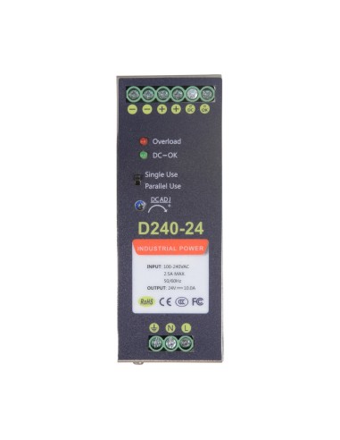 FUENTE DE ALIMENTACIÓN CONMUTADA - SALIDA DC 24 V 10 A / 240 W - 2 SALIDAS - VOLTAJE ENTRADA 90 V ~ 264 V - 100 (FO) X 94 (AL) X