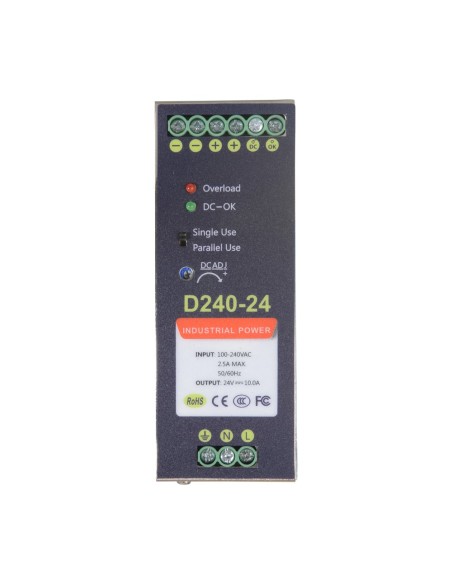 FUENTE DE ALIMENTACIÓN CONMUTADA - SALIDA DC 24 V 10 A / 240 W - 2 SALIDAS - VOLTAJE ENTRADA 90 V ~ 264 V - 100 (FO) X 94 (AL) X