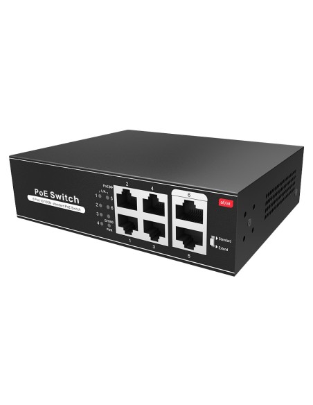 POE SWITCH - 4 POE PORT(S) + 2 UP-LINK PORT(S) - SPEED UP TO 100 MBPS ON ALL PORTS - UP TO 60W IN TOTAL FOR ALL PORTS - BANDWID
