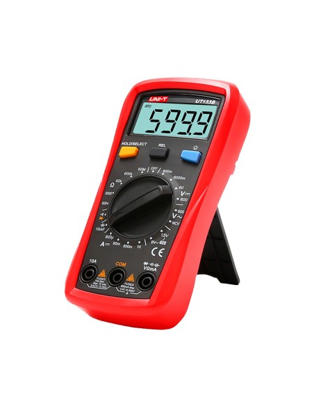 MULTÍMETRO DIGITAL DE MANO - MEDICIÓN DE VOLTAJE EN DC Y AC HASTA 600V - MEDICIÓN DE INTENSIDAD EN DC HASTA 10A - MEDICIÓN DE RE
