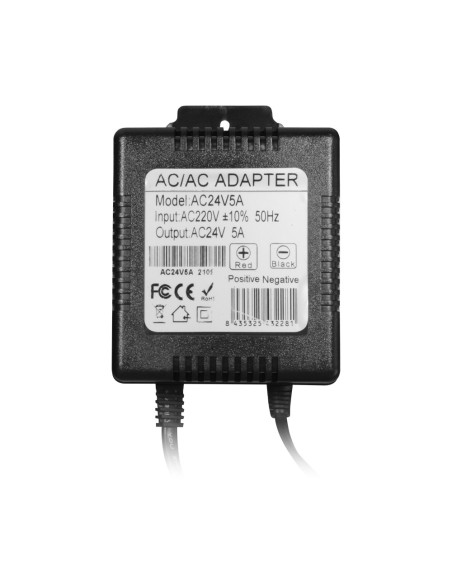 TRANSFORMADOR AC/AC - ENTRADA AC 230 V - SALIDA AC 24 V 5 A - LONGITUD DE CABLES 1 M - 102 (AL) X 120 (AN) X 80 (FO) MM - 1870 G